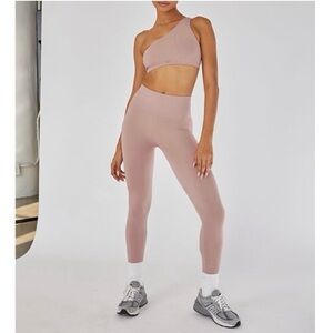 Set Active 2pc Amethyst Sculptflex Set Ribbed One shoulder bra leggings Pilates